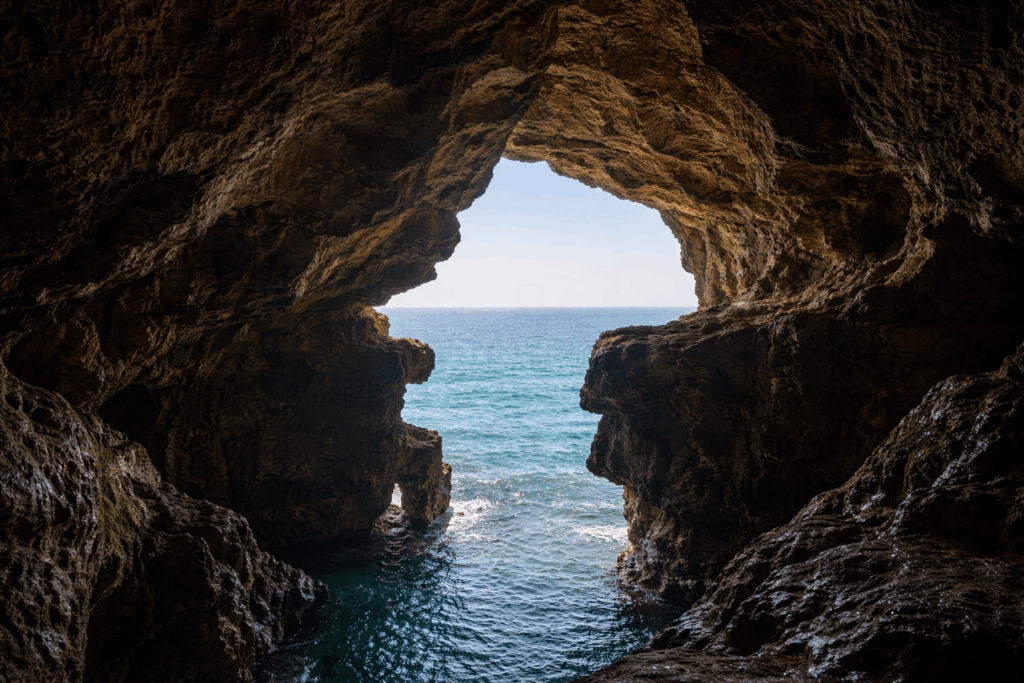 View of the Hercules Caves opening toward the sea in Tangier
