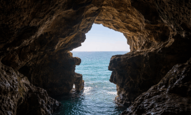 View of the Hercules Caves opening toward the sea in Tangier