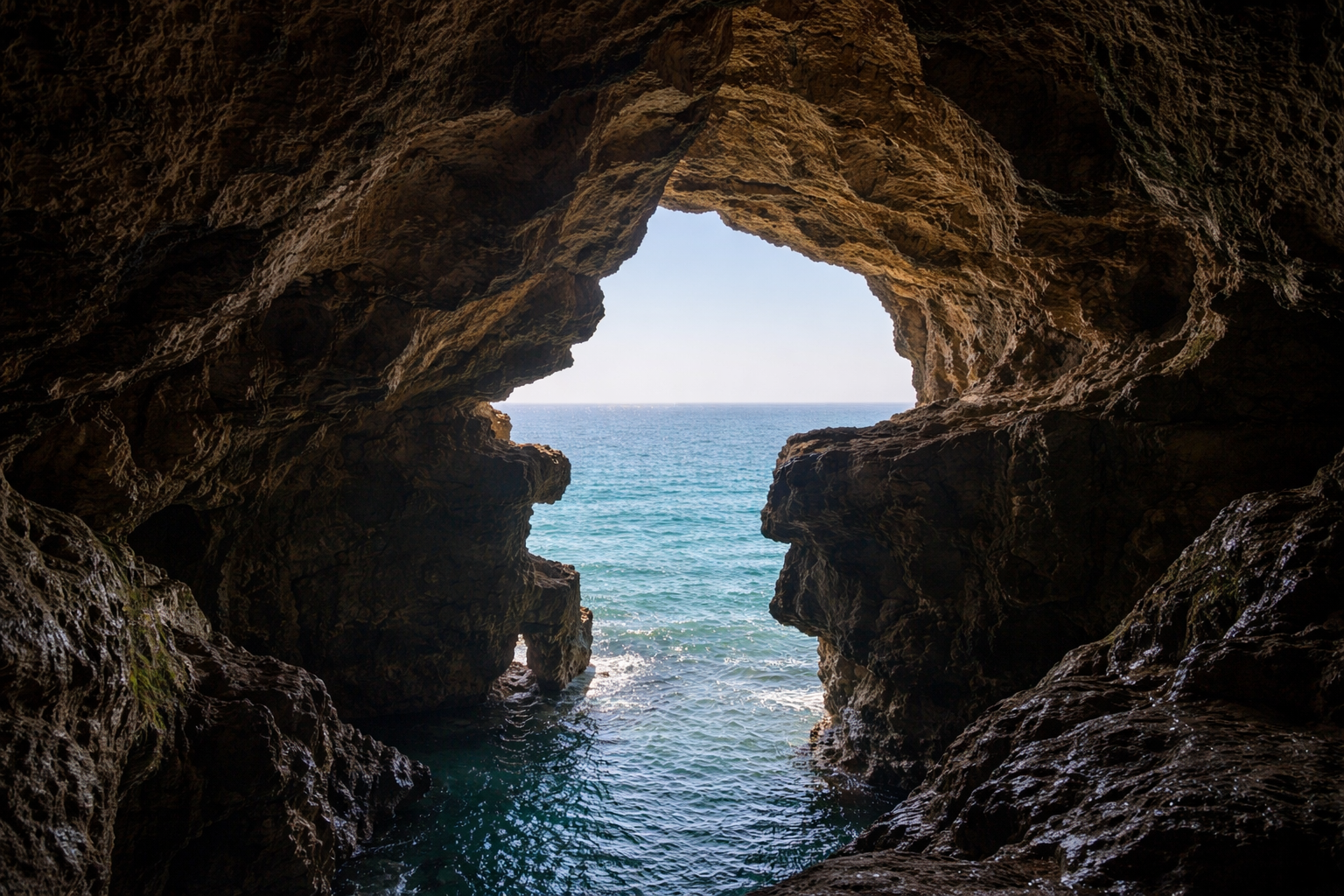 View of the Hercules Caves opening toward the sea in Tangier