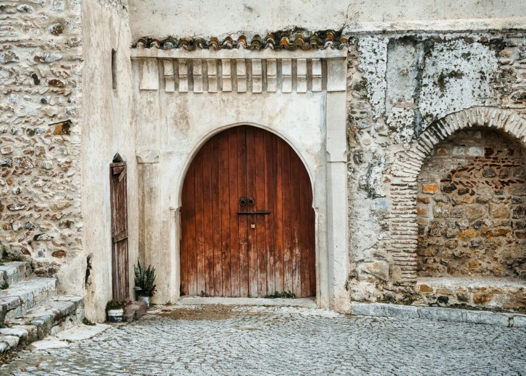 Traditional wooden door in the Medina of Tangier