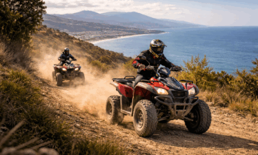 Guided quad adventure off-road near Tangier with views of the Mediterranean Sea