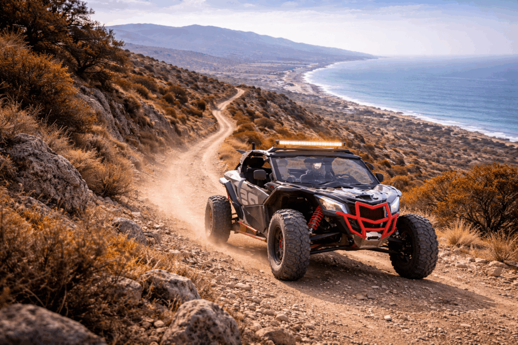Guided Can-Am Maverick X3 buggy adventure off-road near Tangier