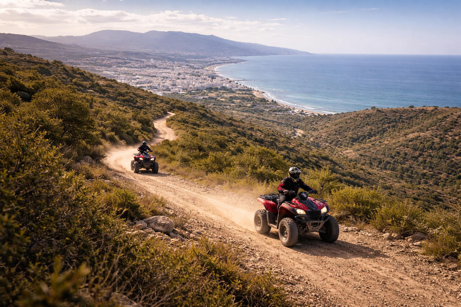 Guided quad adventure off-road near Tangier with extended routes and Mediterranean views